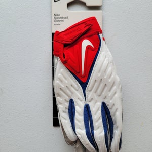 Red White and Blue America Nike Superbad 6.0 Football Gloves Size Large Adult