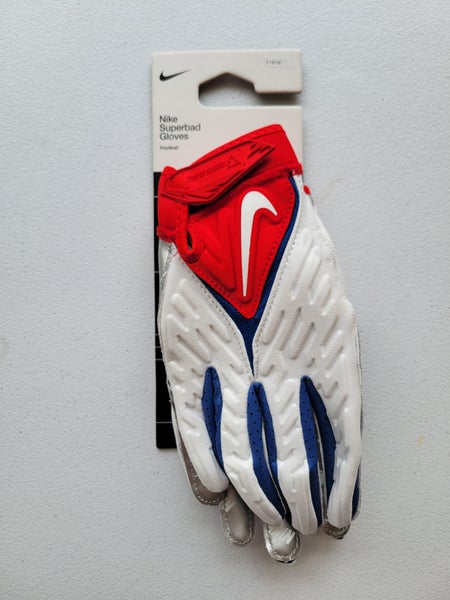 Red White and Blue America Nike Superbad 6.0 Football Gloves Size Large Adult