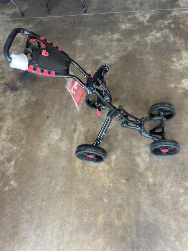 Costway Folding 4 Wheels Golf Push Cart W/Bag Scoreboard Adjustable Handle Red