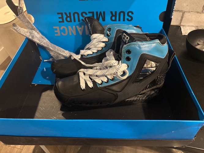2021 True One Piece Hockey Goalie Skates Wide Width Custom (Used) With Extra Blades