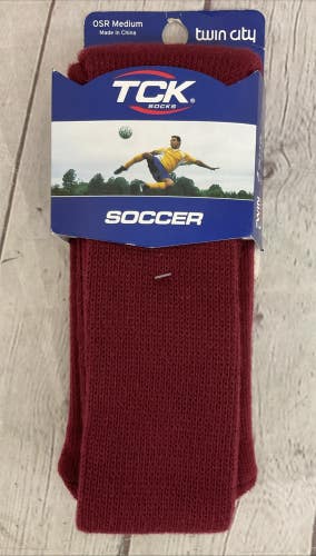 TCK 35452 Adult's Mid-Length Athletic Knit Soccer Socks Maroon Medium