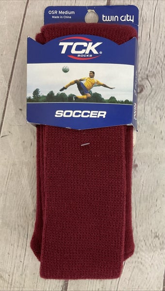TCK 35452 Adult's Mid-Length Athletic Knit Soccer Socks Maroon Medium