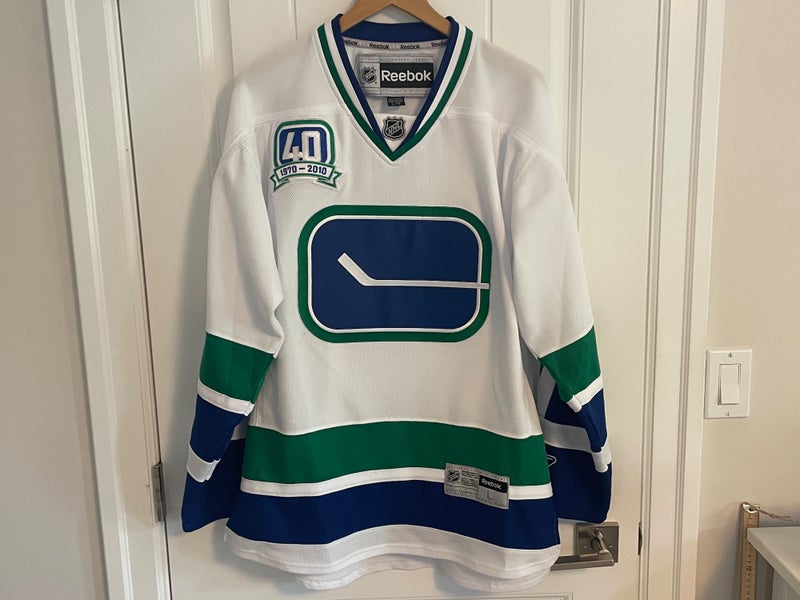 Authentic Reebok Vancouver Canucks 40th Anniversary Stick Rink Jersey Size Large