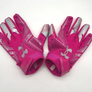 (New without tags) Under Armour F8 Football Receiver Gloves Pink Silver Extra Large XL