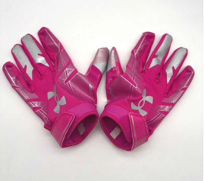 (New without tags) Under Armour F8 Football Receiver Gloves Pink Silver Extra Large XL