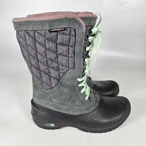 The North Face Thermoball Utility Boots Women 7.5 Gray Waterproof Snow Winter
