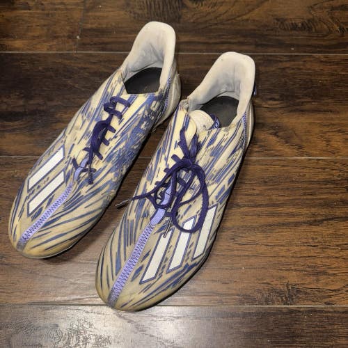 Adidas Adizero Football Low Cleats White Purple GZ6914 Sz 13 Pre Owned Used