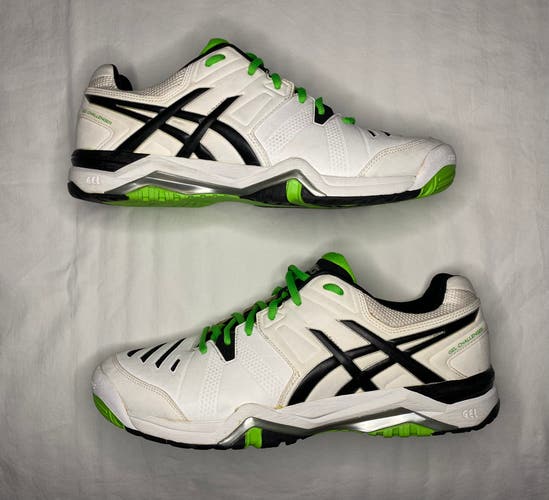 Asics Gel Challenger 10 Tennis Court Shoes White Green Neon US 11M