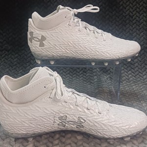 Under Armour Spotlight Clone 4 3027298-100 White Silver Football Cleats Size 10