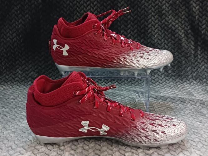 Under Armour UA Spotlight 4 MC Men Football Cleats Silver Red Size 12.5