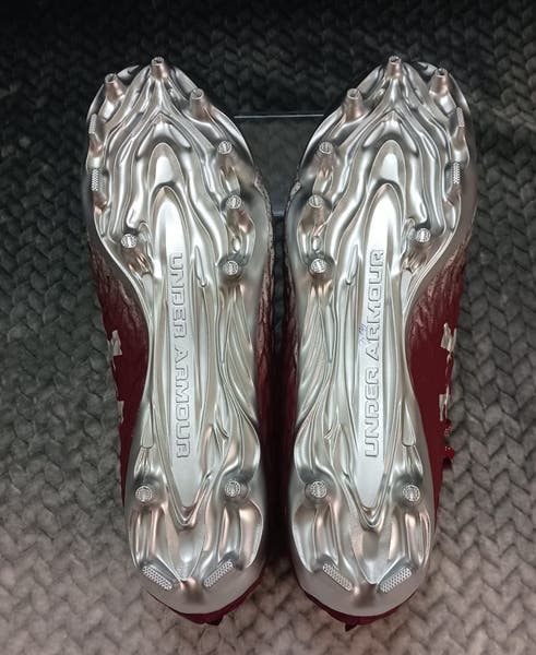 Under Armour UA Spotlight 4 MC Men Football Cleats Silver Red Size‎ 12 Under Armour UA Spotlight 4 MC Men Football Cleats Silver  main image 3