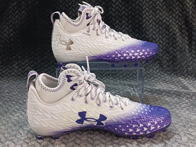 Under Armour Spotlight Clone 3.0 MC Football Cleats White Purple Size 8 Mens