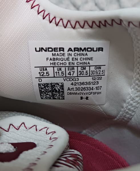 Under Armour Men 11.5 Spotlight Clone 3.0 MC Football Cleats 3026334-107 WHT/RED Under Armour Men main image 2