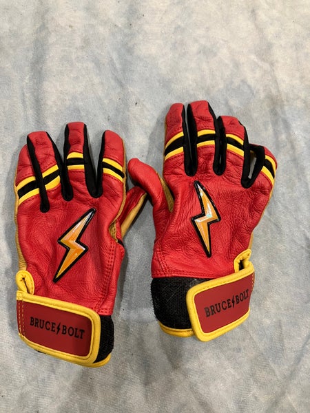 Red Yth Small Bruce Bolt Batting Gloves (Used)