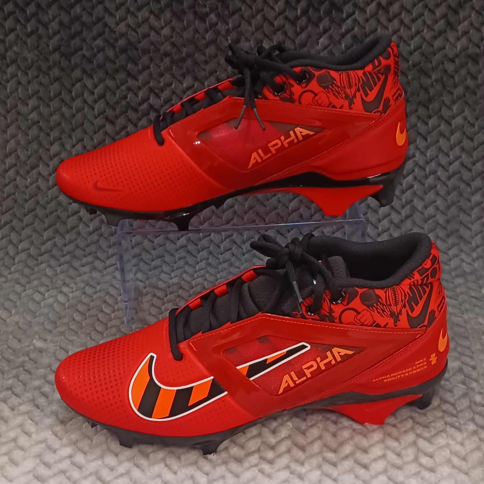 Nike Alpha Menace 4 Pro Nrg Picante Red-Black Football Mens Size 9 FQ3984-600 Nike Alpha Menace 4 Pro NRG Picante Red Black Football  main image 4