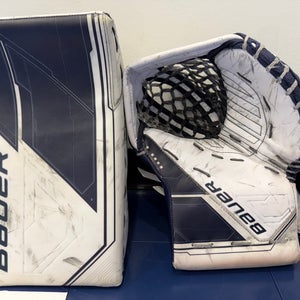 Bauer Mach Glove and Blocker Regular (Used) Navy and White