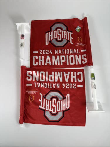 Ohio State Buckeyes NCAA 2024 National Champions Car Flag Set of 2 NEW