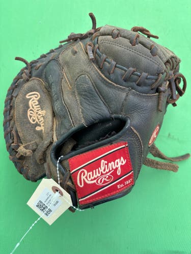 Brown Rawlings Premium Series RH Catcher's Baseball Glove 32.5"