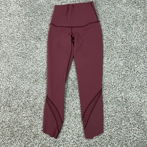 Lululemon Pants Womens 2 Red Wunder Under Scalloped High Rise Yoga Athletic Gym