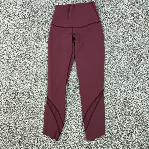 Lululemon Pants Womens 2 Red Wunder Under Scalloped High Rise Yoga Athletic Gym