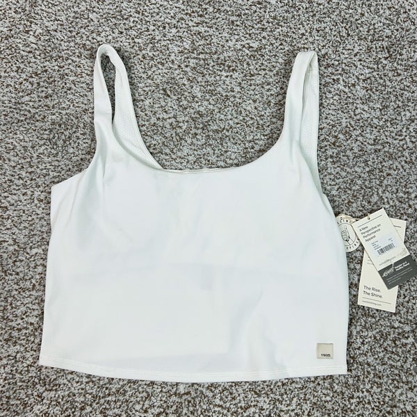 Vuori Top Women XL White Daily Crop Performance Tank Stretch Athleisure Sport V7