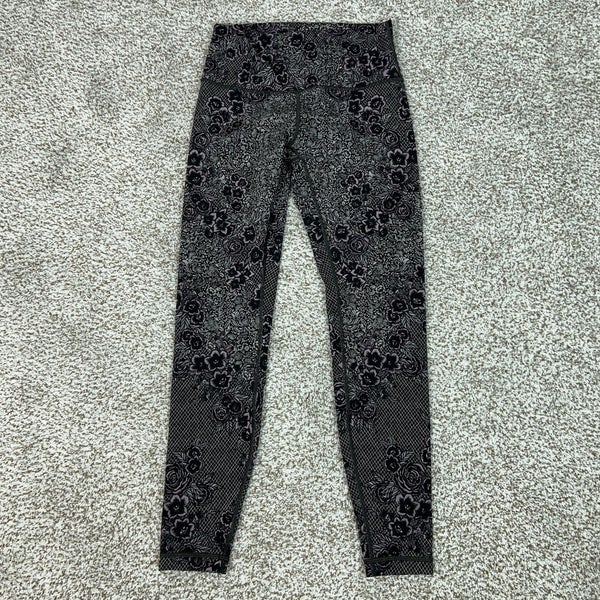 Lululemon Leggings Womens 8 Wunder Under High Rise Leggings Yoga Floral Workout