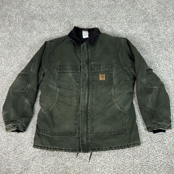 Carhartt Jacket Mens XL Tall Green Workwear Corduroy Collar Duck Arctic Quilt