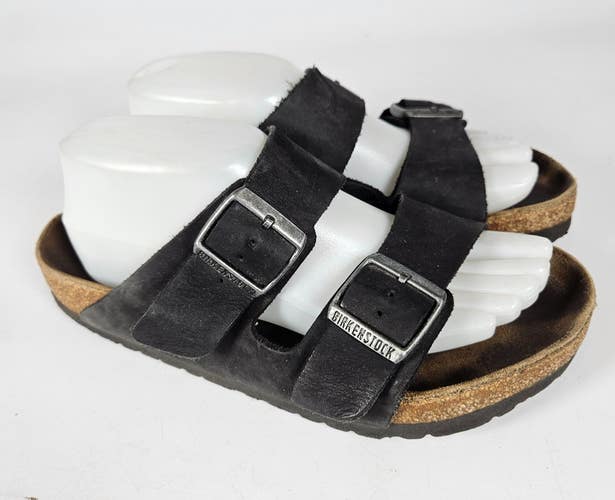 Birkenstock Arizona Black Leather Slide Sandals Women's Size: 39 / 8