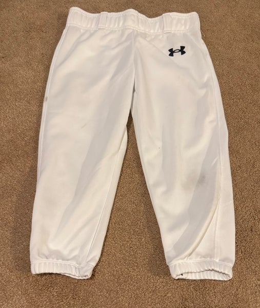 White Unisex Small Youth Under Armour baseball/softball Pants (Used)