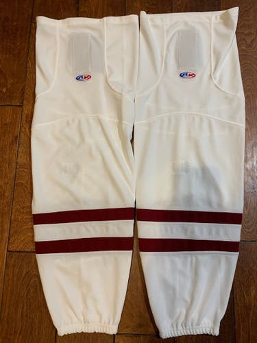 AK Made in Canada Large 30" Socks White & Maroon *Price is Firm - Read Full Description*