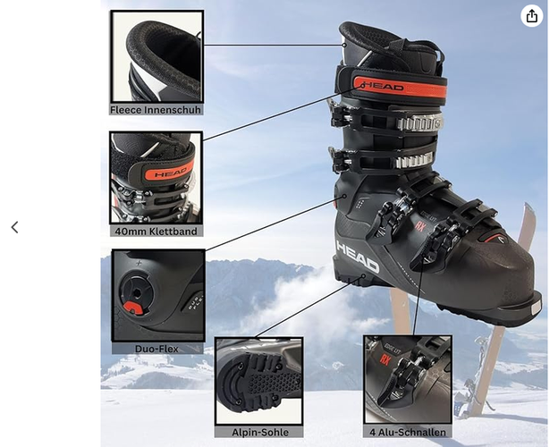 2025 NEW HEAD EDGE LYT RX rd/bk HV men's ski boots size29/29.5 Mondo