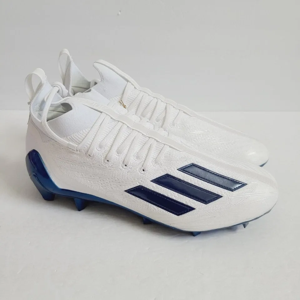 adidas Adizero PRIMEKNIT Football Cleats White Blue GV9624 Men\'s 13 Adidas Adizero Primeknit White/Navy Blue Football Cleats  main image 4