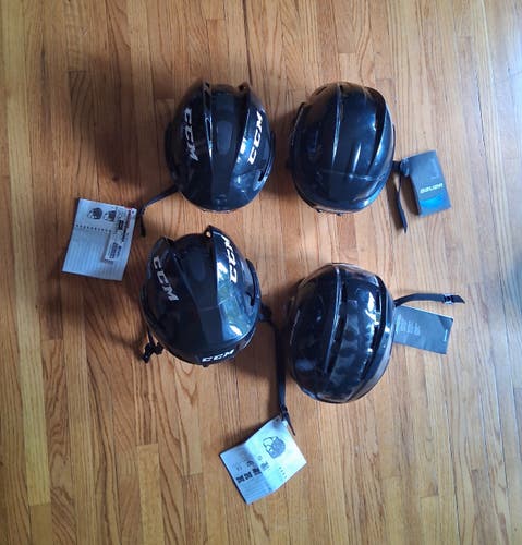 Bundle of 4 Extra Small black Bauer BHH4500, IMS 11.0 and CCM FL40 hockey helmets (NEW)