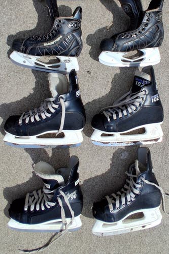 Bundle of used hockey 5 skates: Easton, Bauer, CCM