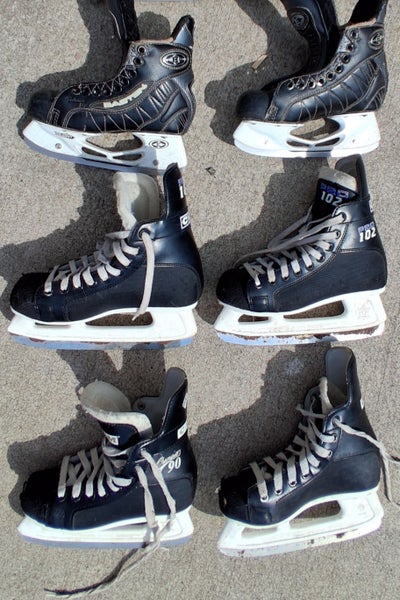 Bundle of used hockey 5 skates: Easton, Bauer, CCM