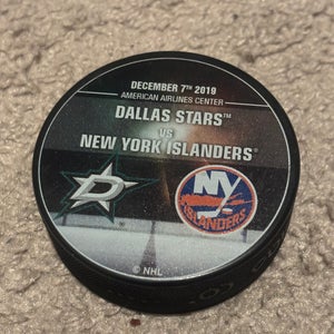 Dallas Stars vs New York Islanders NHL Match Up Hockey Puck 12/7/2019