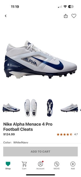 Men's Size M 7.0 (W 8.0) Nike Alpha Menace Pro 4 Mid Top Molded Cleats (Used)