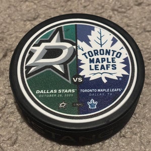 Dallas Stars vs Toronto Maple Leafs NHL Match Up Hockey Puck 10/26/2023