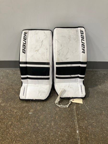 White 22" Youth Bauer Prodigy Goalie Leg Pads (Used)