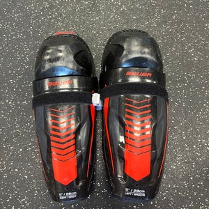 Used Bauer LIL SPORT Junior Shin Guards Cardinal And Black 11" 11849-S000031863