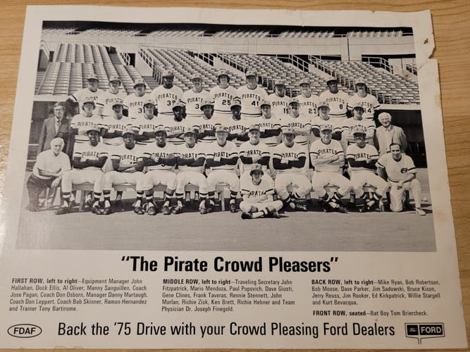 Vintage 1975 Pittsburgh Pirates Team Photo