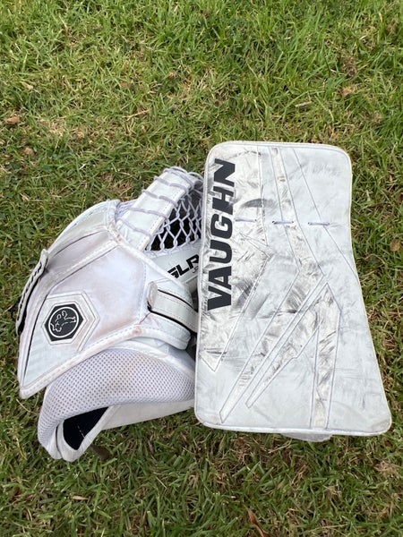White Junior Vaughn SLR4 Goalie Glove & Blocker Set Regular