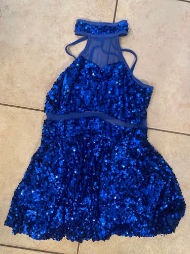 Girls  size XL sequins blue figure skating or dance dress costume