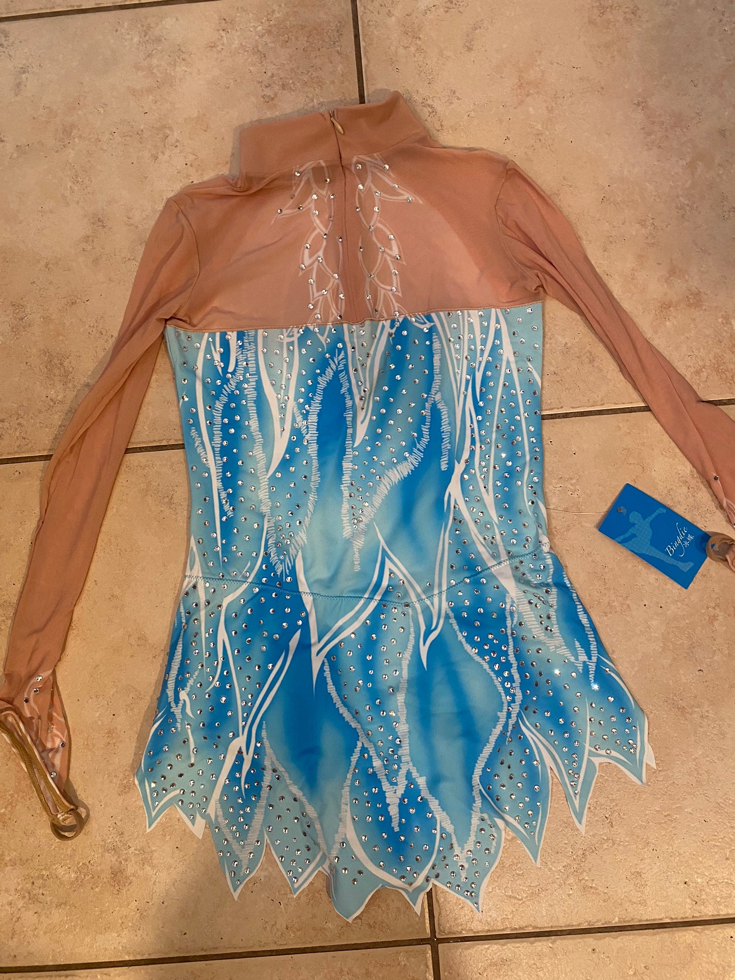 blue and white figure skating dress Figure Skating Dress Women's Girls' High Elasticity Handmade Classic Crystal/ Rhinestone Ice Skating Dress, Child 8 / Blue White