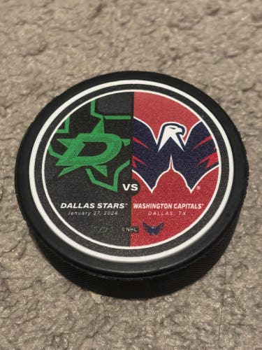 Dallas Stars vs Washington Capitals NHL Match Up Hockey Puck 1/27/2024