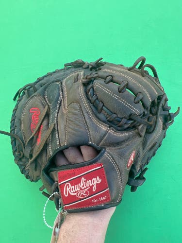 Brown Rawlings Premium Series RH Catcher's Baseball Glove 32.5"