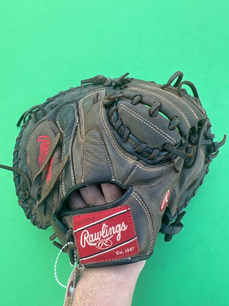 Brown Rawlings Premium Series RH Catcher's Baseball Glove 32.5"