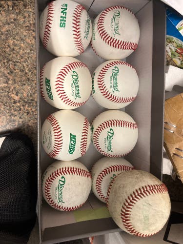 Lot of 10 Balls-8 Diamond DOL-A HS Baseballs(6BN, 2 lightly used) 2 DOL-1 Adult baseball. ( 1 BN,1 U