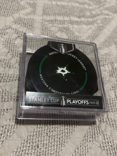 Dallas Stars 2025 NHL Western Conference Finals Game Puck with Case New