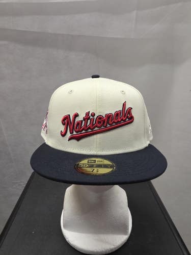 NWS Washington Nationals Script Two Toned New Era 59fifty 7 5/8 MLB
